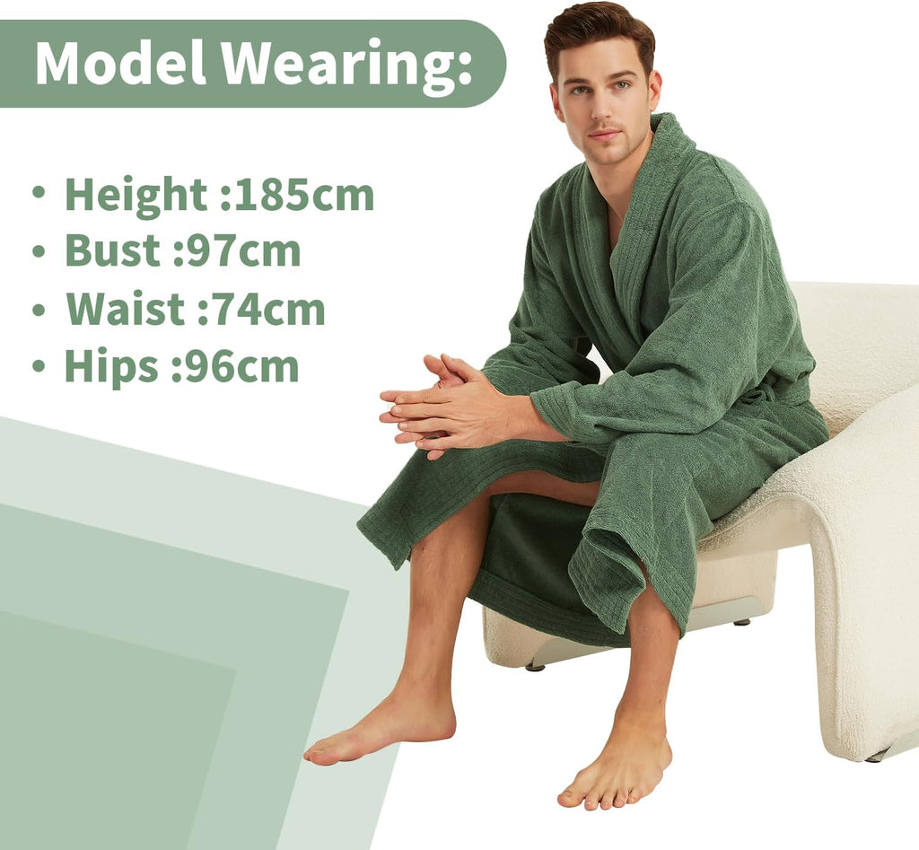 Bathrobe Mens,Premium Thick Terry Cloth Bathrobe,Towel Bath robe Long-Staple Combed Men's Cotton Robe