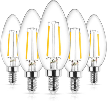 E12 LED Classic Candelabra Clear Light Bulb, 4W, Equivalent 40W, Warm White 2700K, Non-Dimmable, Filament Clear