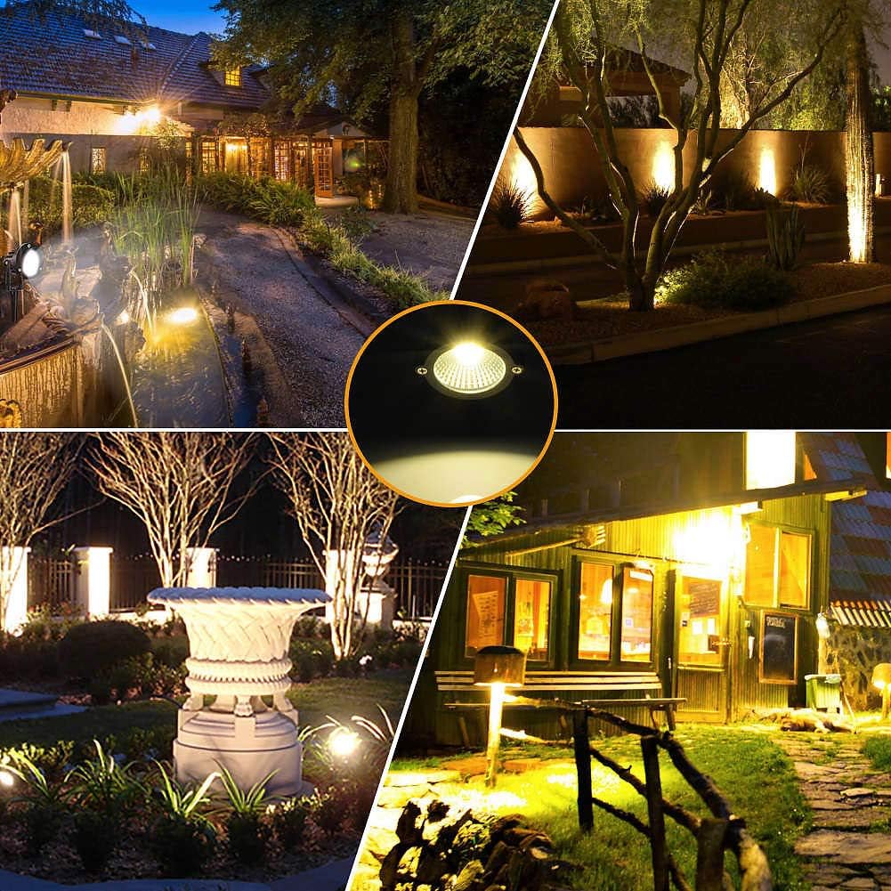 5W Landscape Lighting, 120V Plug-in Outdoor Spotlights, 6 Pack | 3000K Warm White, 550LM Bright LED, IP65 Waterproof