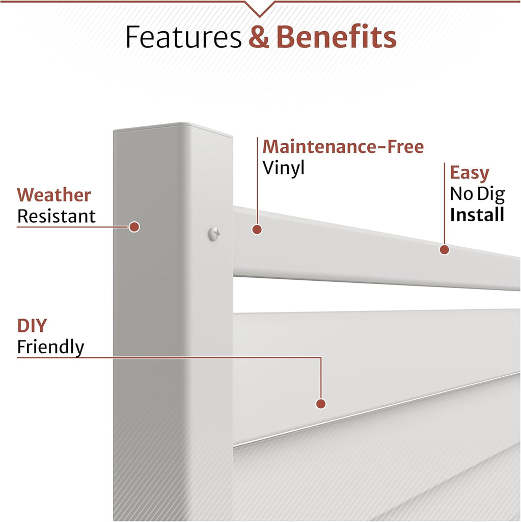 44in H x 36in W (2 Panels) No Dig Waverly White Vinyl Privacy Screen, Outdoor Privacy Screen Panels, Trash Can