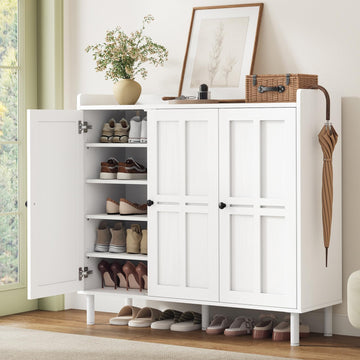 Shoe Cabinet with 3 Doors, Shoe Rack, White