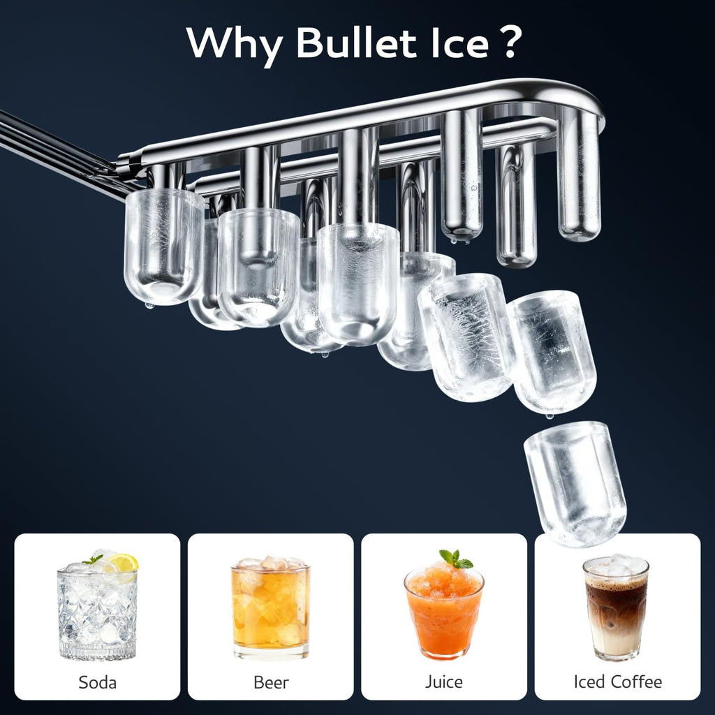 Ice Maker Countertop, Portable Ice Machine with Carry Handle, 26.5lbs Per Day, 9 Cubes in 6 Mins, Auto-Cleaning
