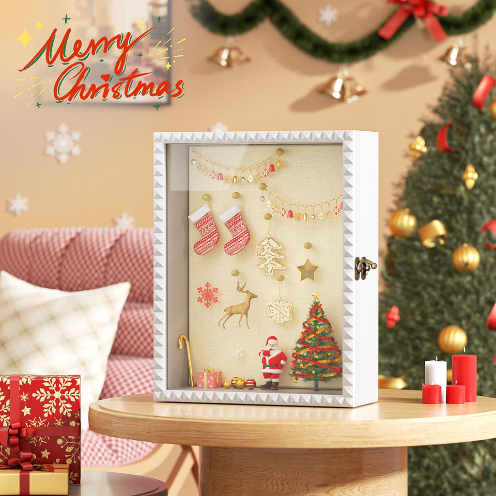 Shadow Box Frame 11x14 Deep Diamond Shape Display Cases Wood White