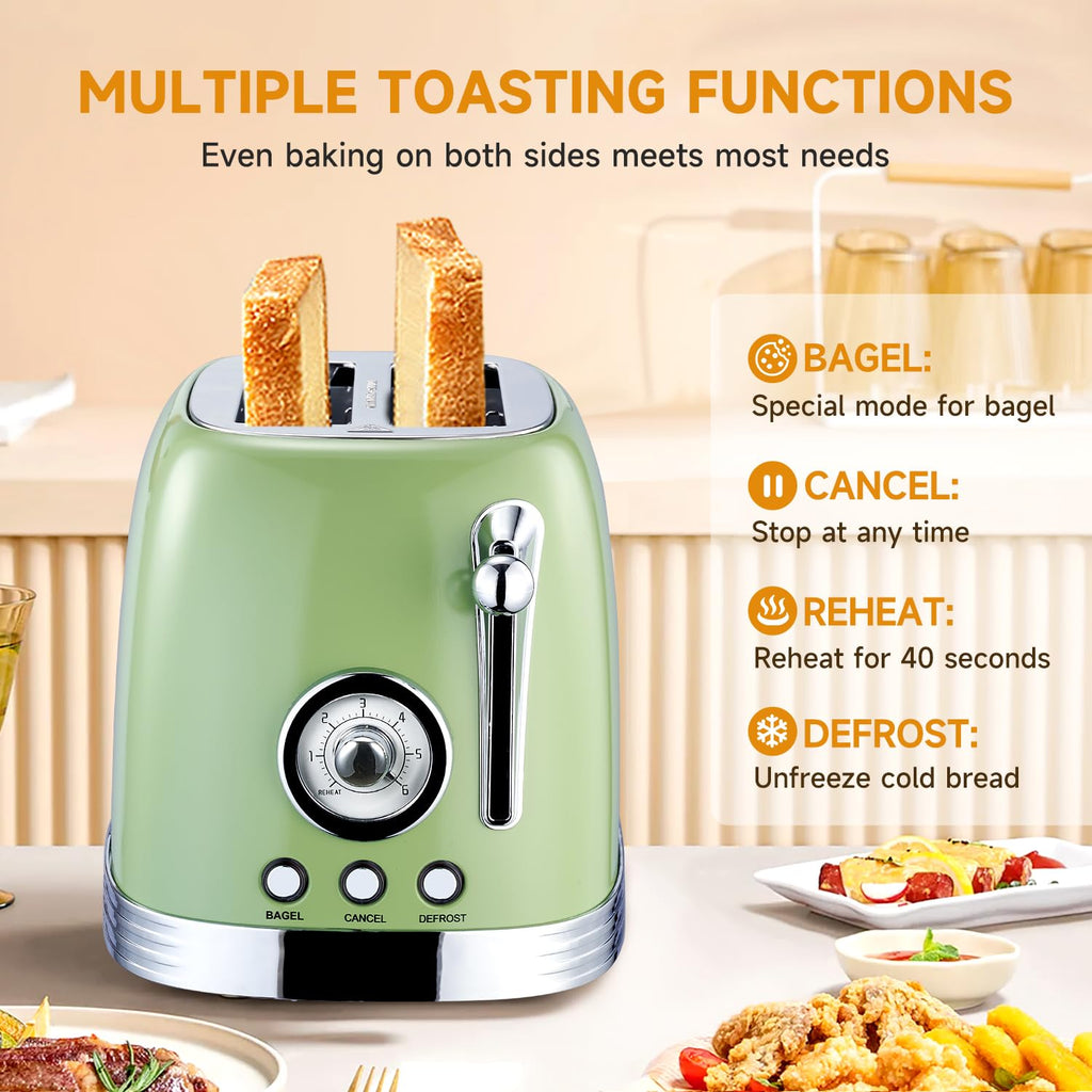 Retro Green 2‐Slice Bread Toaster