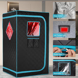 Portable Full Size Infrared Saunas for Home, One Person Full Body Home Spa Tent with Heating Foot Pad, Remote Control, Reinforced Foldable Chair (Black) A129-B0C37D4Y2T