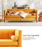 78'' W Velvet Sofa, Mid-Century Love Seats Sofa Furniture with Bolster Pillows