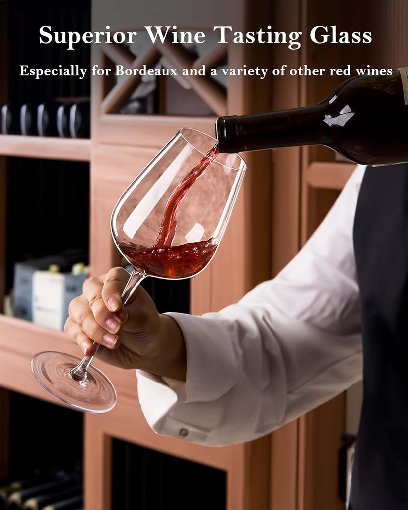 Hand Blown Italian Style Crystal Bordeaux Wine Glasses - Great Gift Packaging - Red Wine Glasses Lead-Free Premium