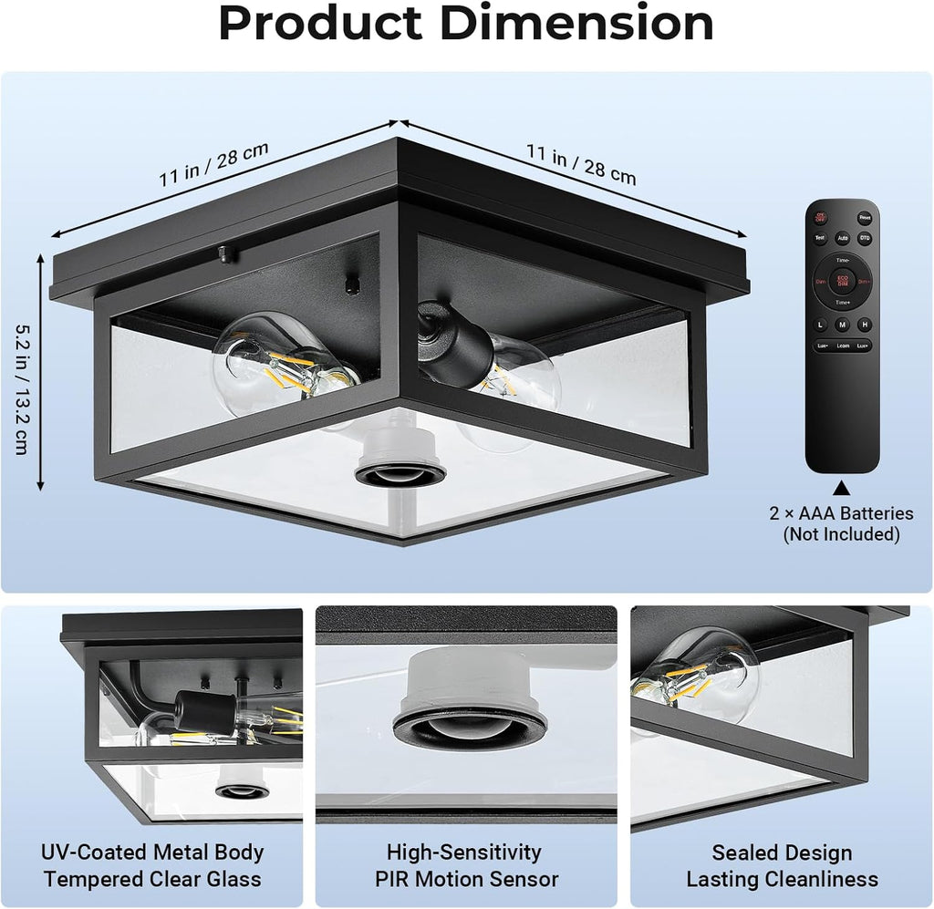 Motion Sensor Outdoor Ceiling Light with Remote Control