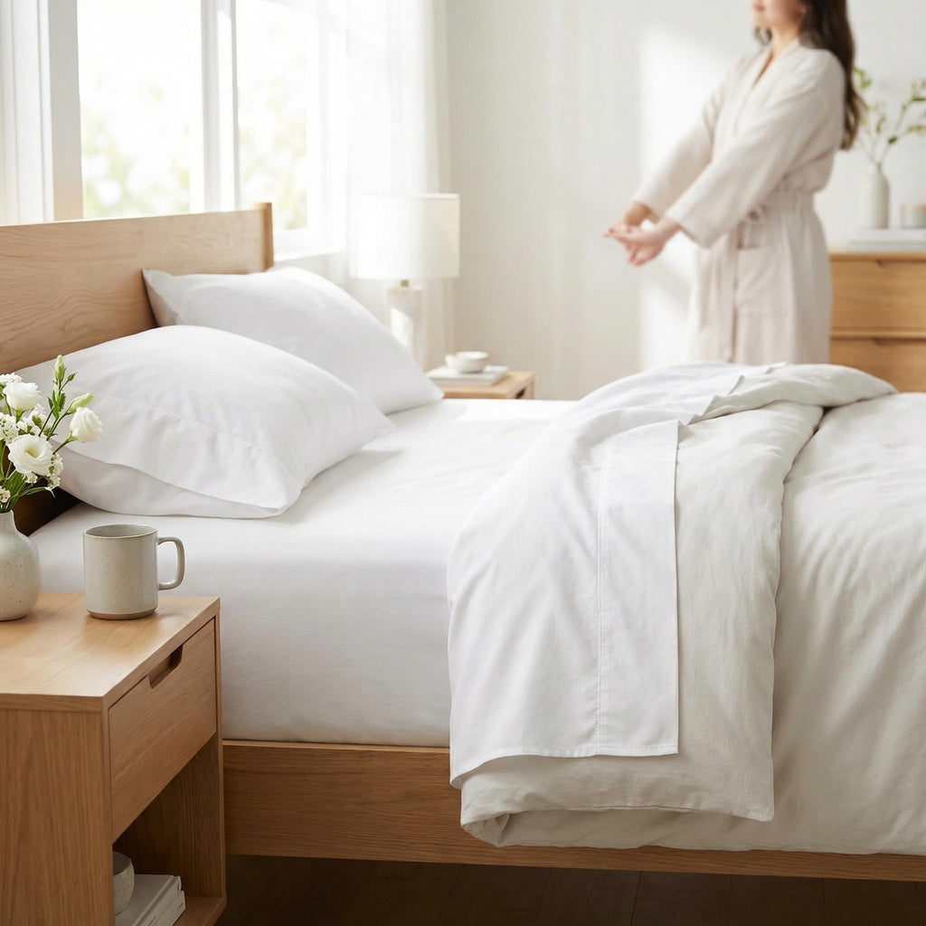 285 Thread Count Percale King Sheet Set - 100% Peruvian Pima Cotton, 4 Piece (Flat, Fitted, 2 Pillowcases) - Cooling