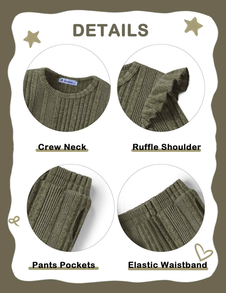 Toddler Clothes for Girls Fall Ribbed Knit Top and Pants Sets