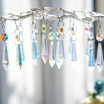 20 Pcs Chandelier Icicle Crystal Prisms Suncatcher Window Wedding Decor - 55mm Chandelier Crystals Replacement AB