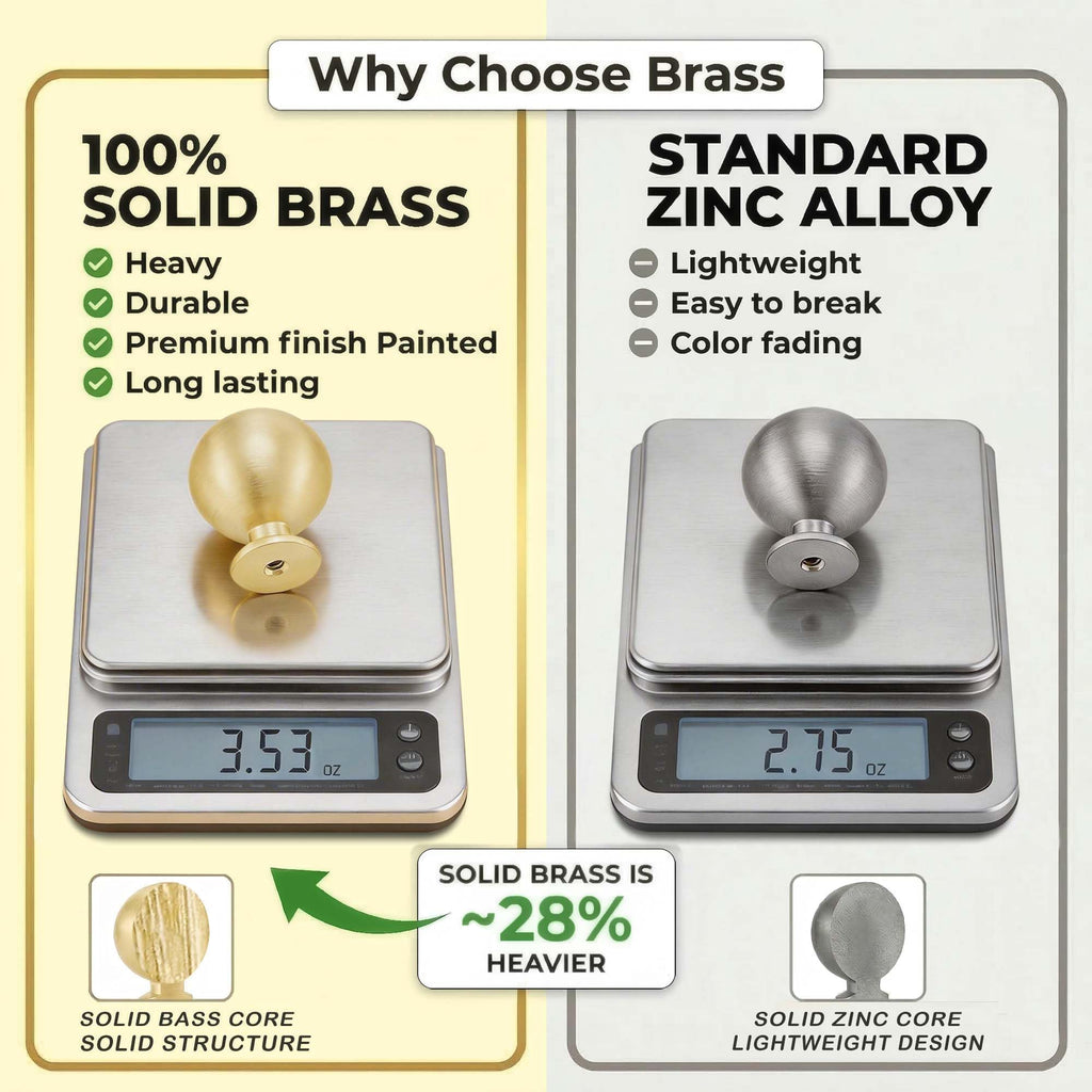 Solid Brass Cabinet Knobs, Gold Drawer Dresser Knobs,1.1"