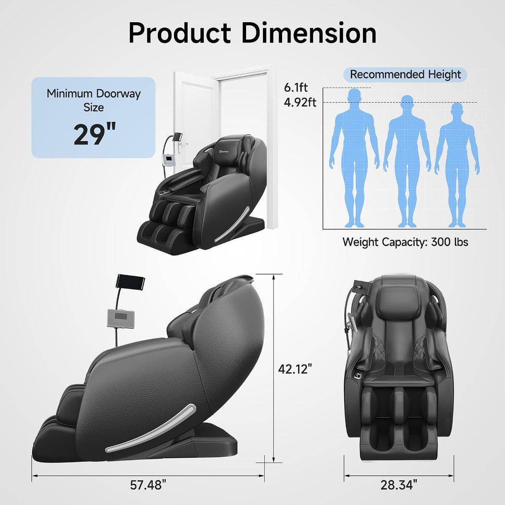 Massage Chair Full Body with Unique Phone Controller, Zero Gravity 3D SL-Track Recliner with APP Control, Child