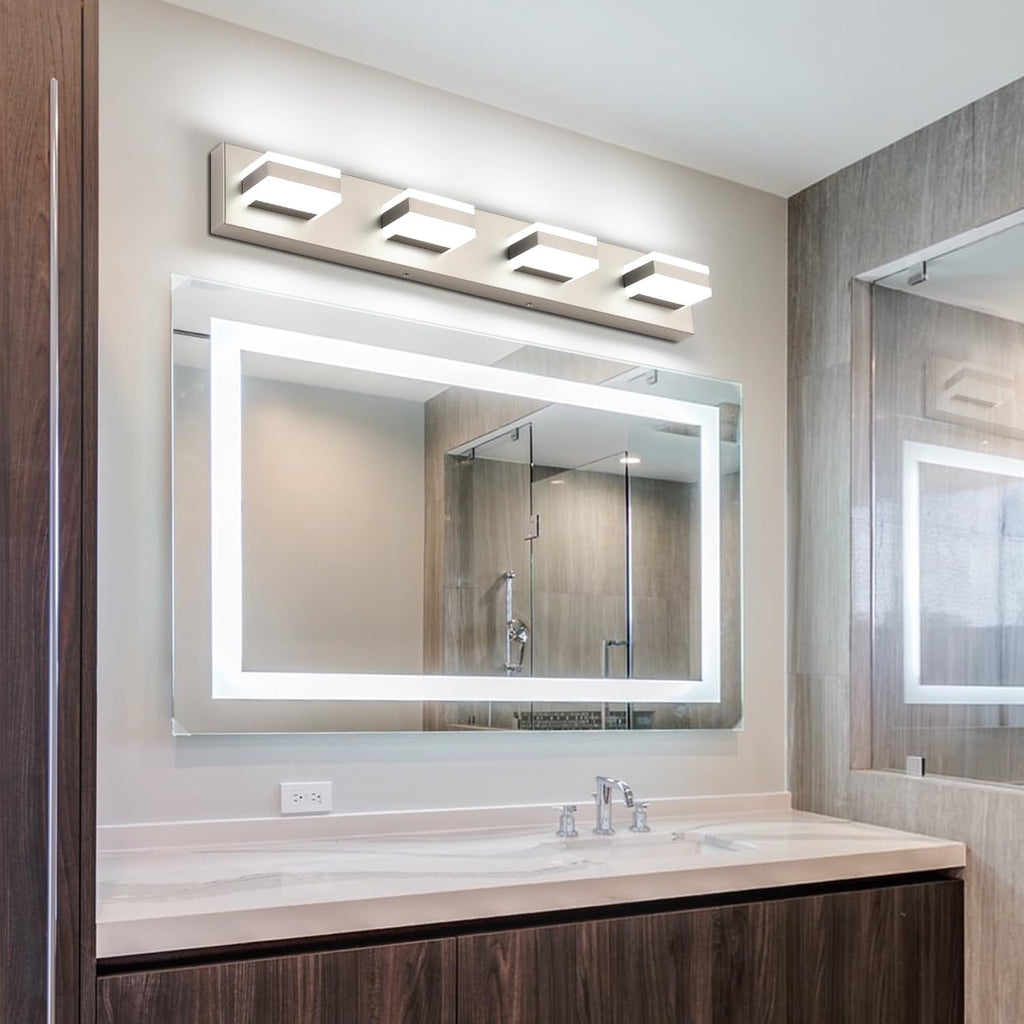 Bathroom Vanity Lights Brushed Nickel Light Fixtures Above Mirror 4 Light Led Lights Bath Lighting Fixture Nickel ETL