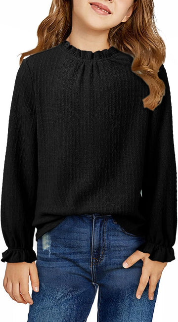 Girls Long Sleeve Shirt Fall Blouse Ruffle Top