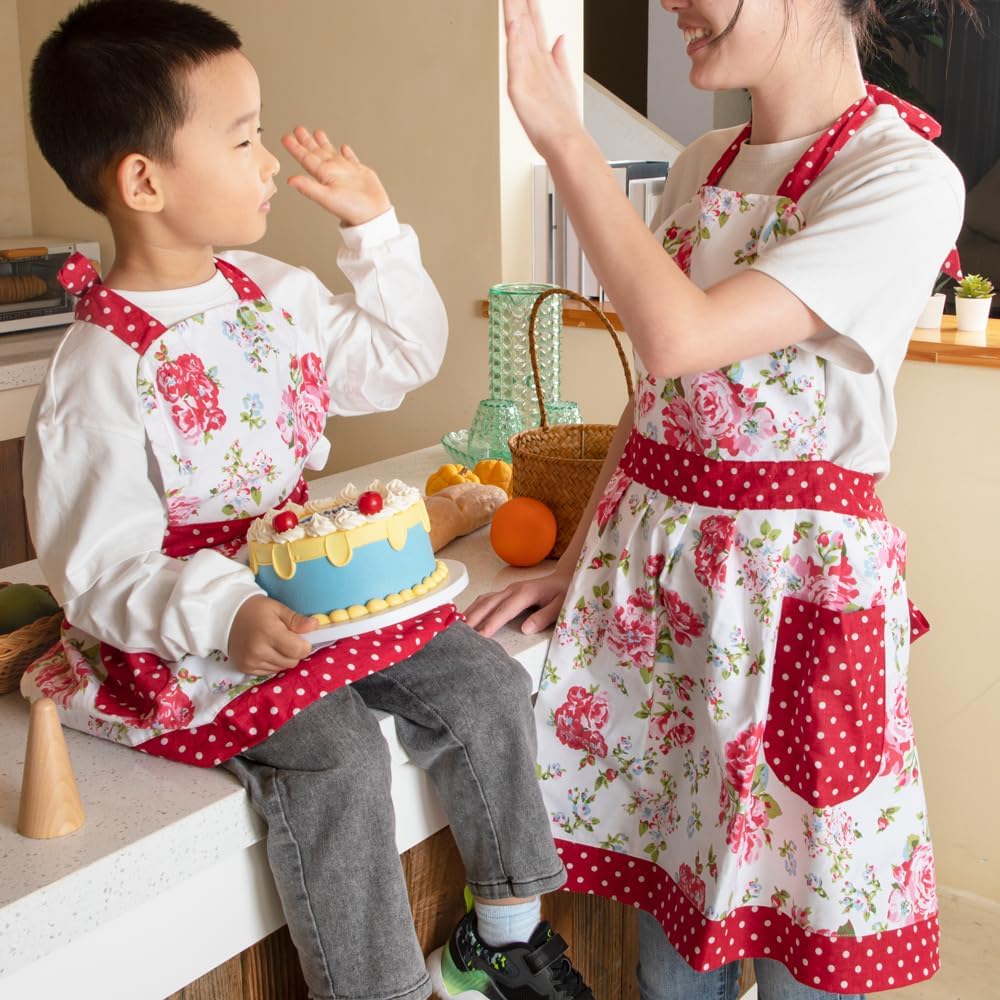 Cooking Aprons with Pockets for Mama and Me, Parent and Child Matching Aprons, Gifts for Thanksgiving, Christmas