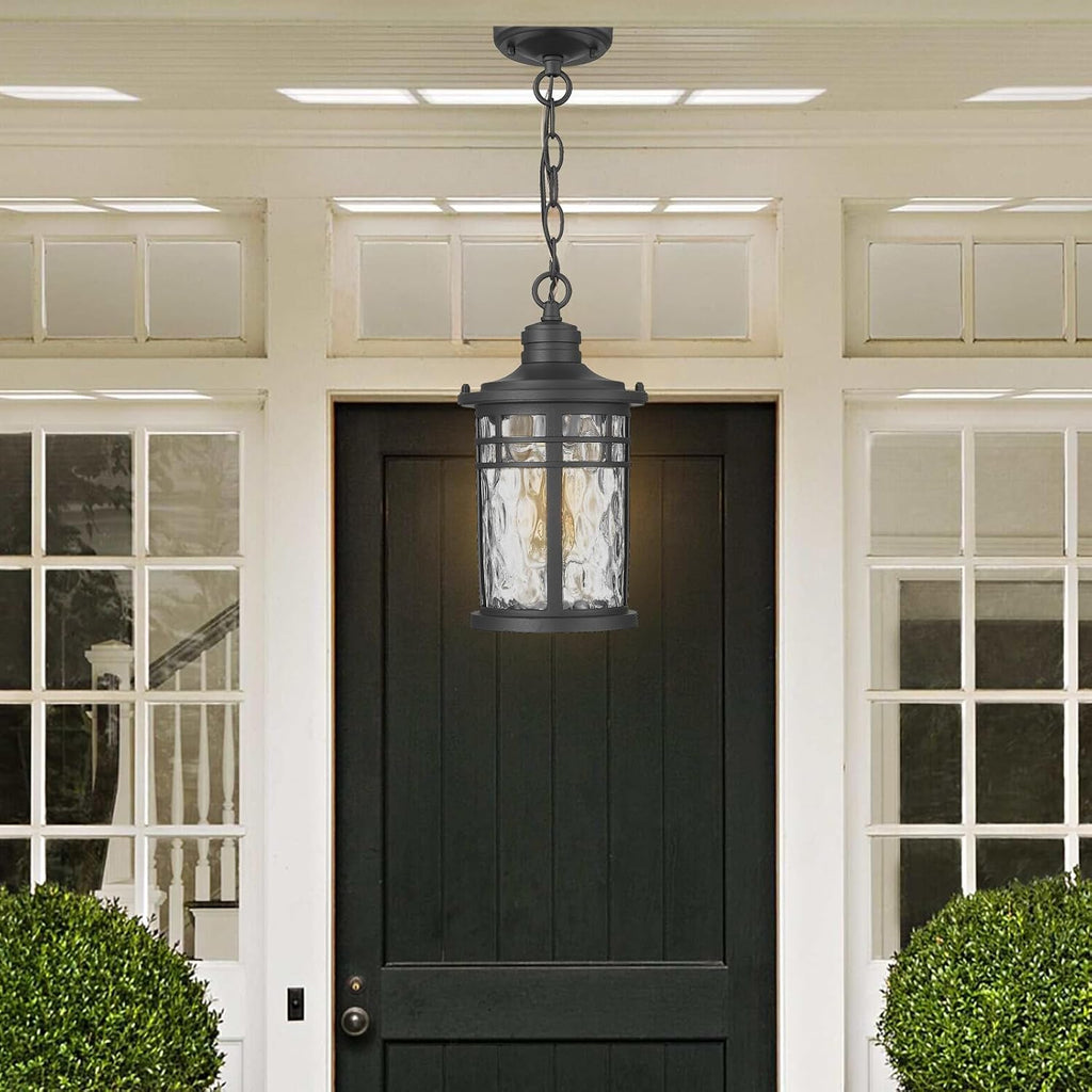 Outdoor Pendant Lights for Porch, Outdoor Chandelier Hanging Porch Lights Outside Ceiling Mount Aluminum with Water