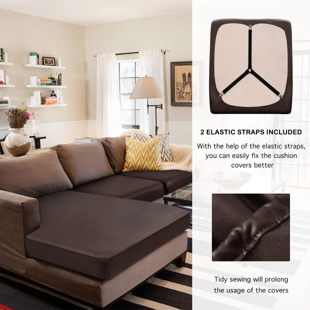 Sectional Couch Covers 4 Piece Sofa Cushion Covers for L Shape PU Leather Separate Cushions Couch Chaise Slip Cover
