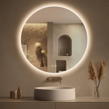Round Backlit Mirror Bathroom 30", Circle LED Mirror