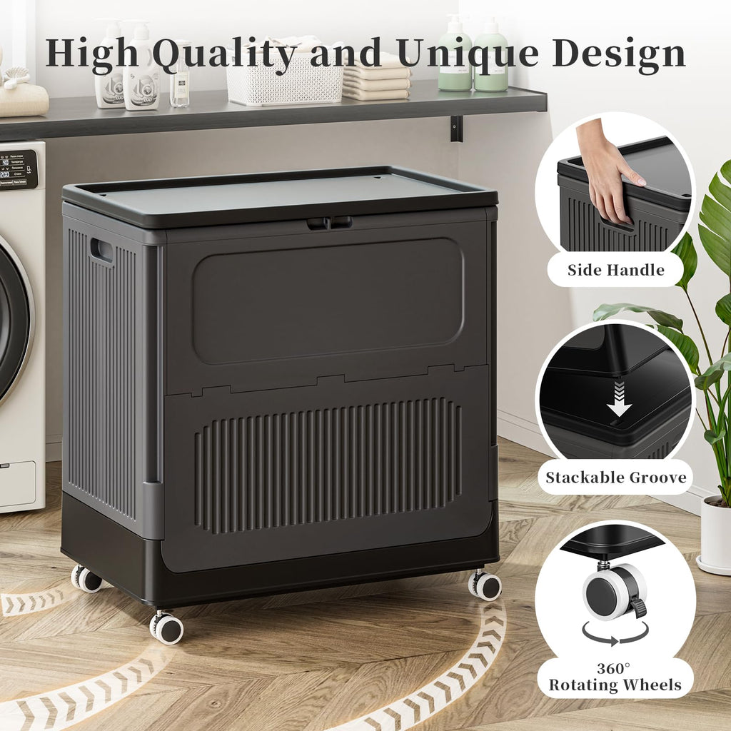 Black Foldable Clothes Hamper for Industry 130L 2 Pack