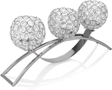 Crystal Candle Holders, 3 Arms Crystal Candelabras, Coffee Table Decorative Centerpieces,Dinning Room Christmas