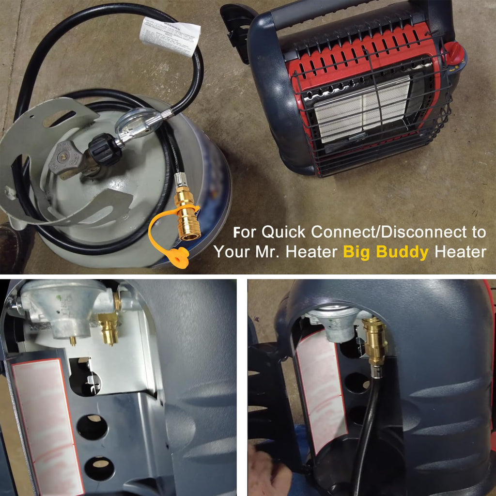 6 Feet Propane Hose with Regulator, 3/8" Female Quick Connect Disconnect x QCC1 Propane Tank for Indoor Outdoor