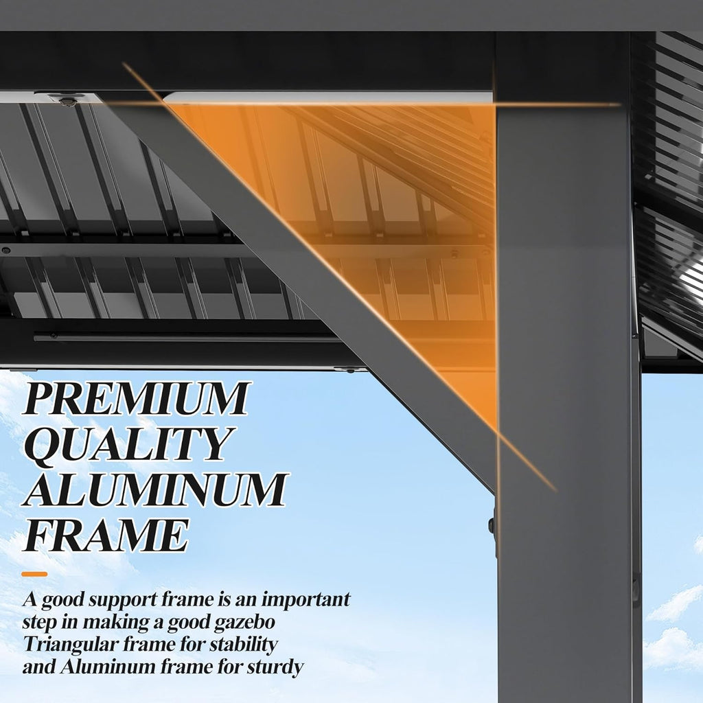 8.5x8.5FT Outdoor Hardtop Gazebo with Double Roof