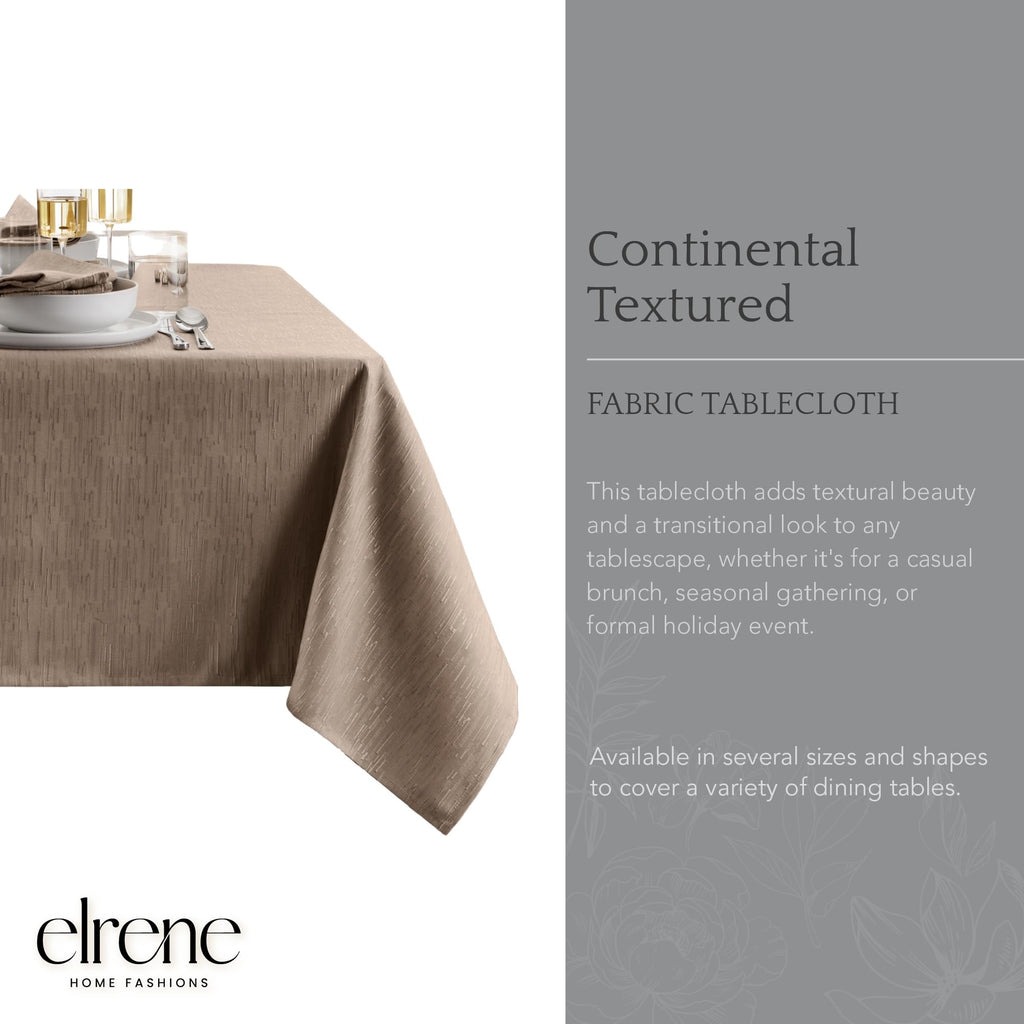 Continental Solid Texture Water Resistant Tablecloth, Taupe - 60" W x 102" L