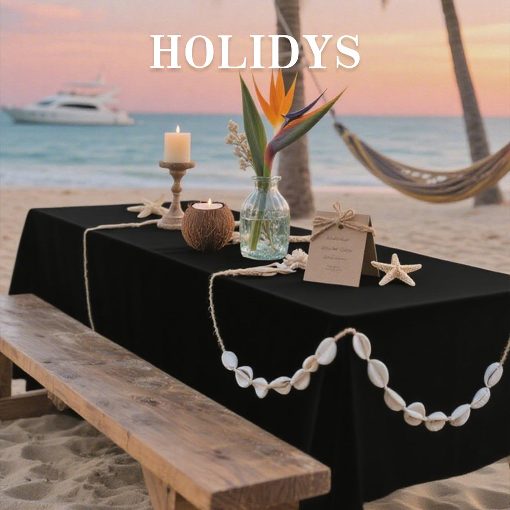 10 Pack Black Table Cloth Rectangle 60X102 Inch Fit 6FT Table