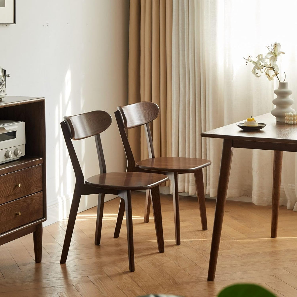 Dining Chairs, Kitchen Chairs, 100% Oak Solid Wood Modern Chair with Curved Backrest Kitchen & Dining Room Chairs