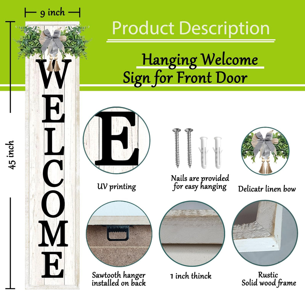 Outdoor Welcome Sign, 45"×9", White