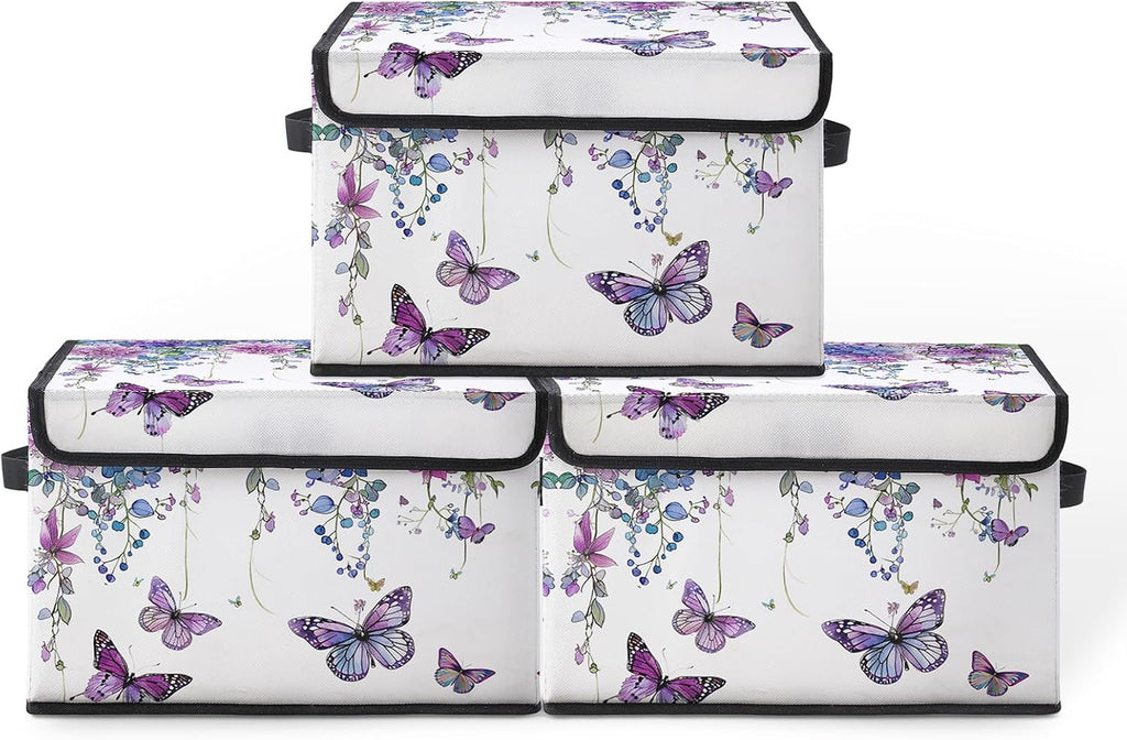 Fabric Storage Bins with Lids,Under Bed Storage Containers 3Pack | Stackable Clothes Storage Bins with Lids,Closet