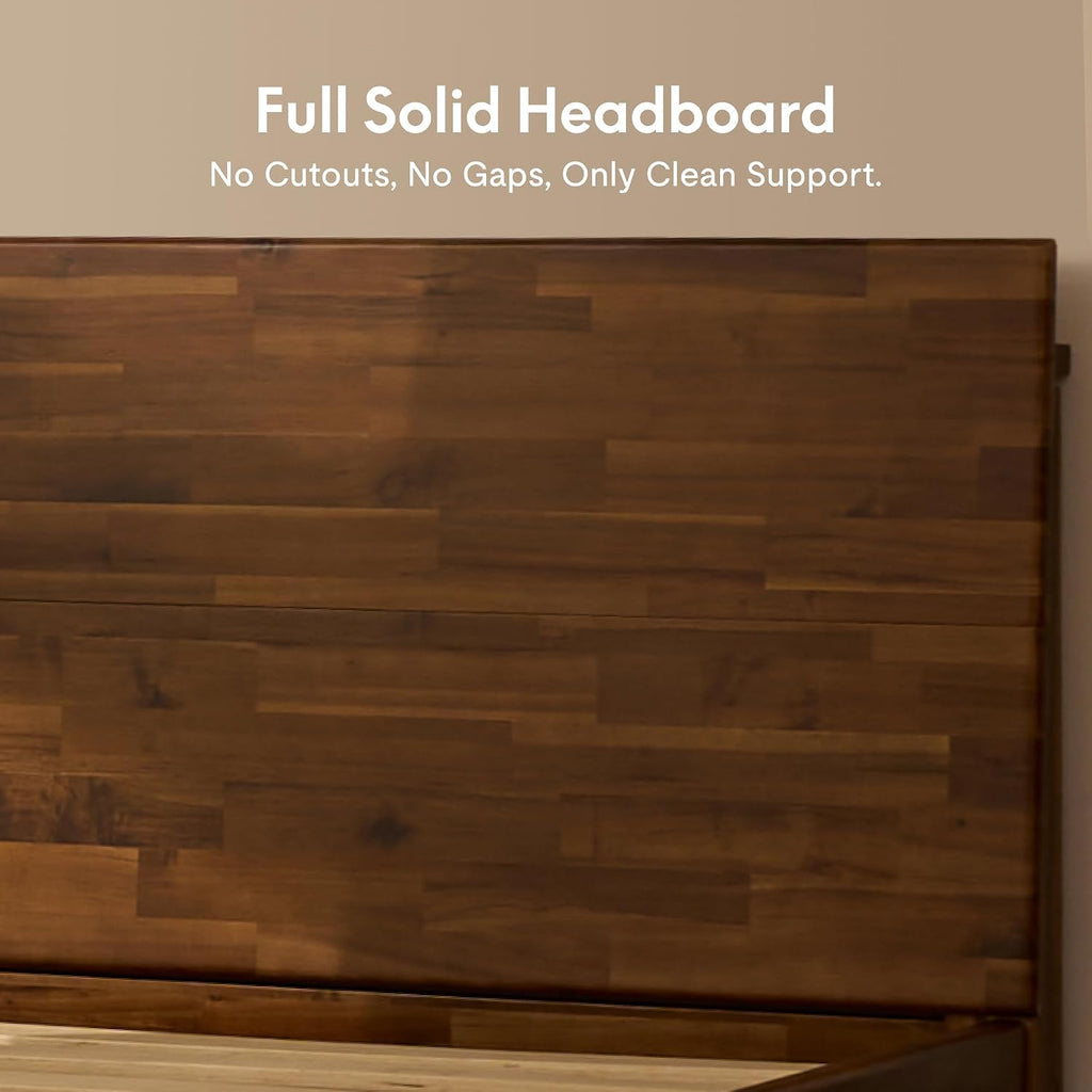 Hako G3 Queen Solid Acacia Wood Platform Bed Frame with Storage Headboard, Tool-Free Fast Assembly,1500 lbs,Premium
