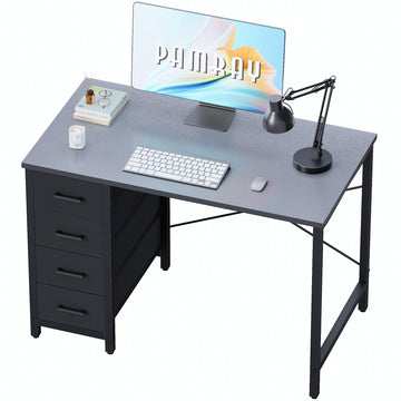 32 Inch Computer Desk with 4 Drawers Small Office Desk Bedroom Study Writing Simple Modern Computer Table Grey