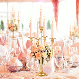 19.7in Gold Candelabra Centerpieces for Tables, 2Pcs Metal Tall Candle Holder for Taper Candles, 5 Arm Candlestick