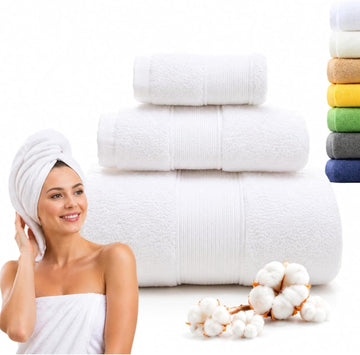 Onuia Luxury Bath Towels, 3-Piece 800 GSM Egyptian Cotton Towel Set with Bath Towel, Hand Towel & Washcloth, Ultra