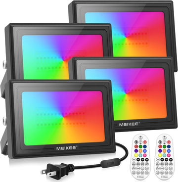 25W RGB LED Flood Lights Outdoor, 2500LM 250W Equivalent RGB Color Changing Flood Lighting with Plug, IP66 Waterproof