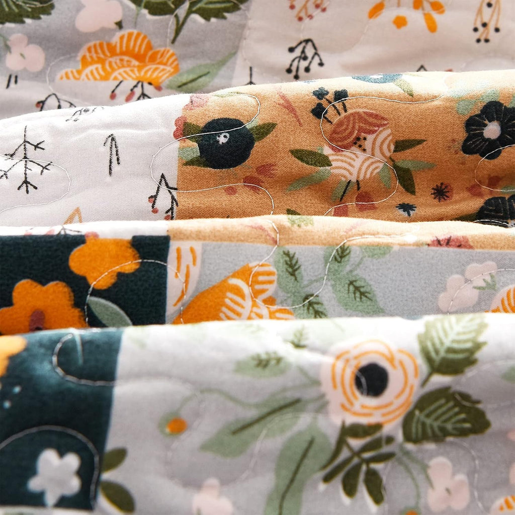 60"x 80" Boho Quilted Throw Blanket, Plaid Quilt Throw