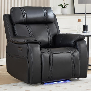 Power Recliner Chairs for Adults, Leather Recliner Chair with Ambient Lighting, Electric Reclining Sofa Couch Set