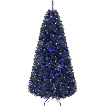 6ft Pre-Lit Black Christmas Tree, Artificial Halloween Tree