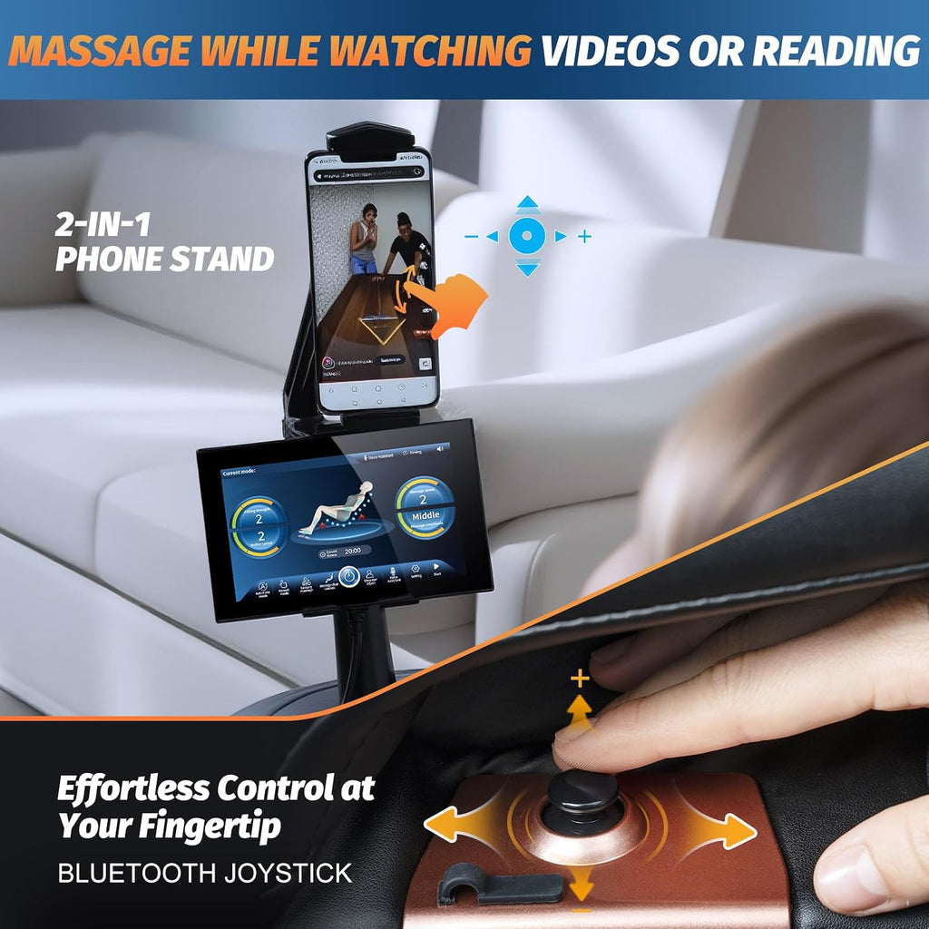 Massage Chair Full Body, 2026 Zero Gravity SL-Track Shiatsu Massage Chairs Recliner with AI Voice, LED Backlight