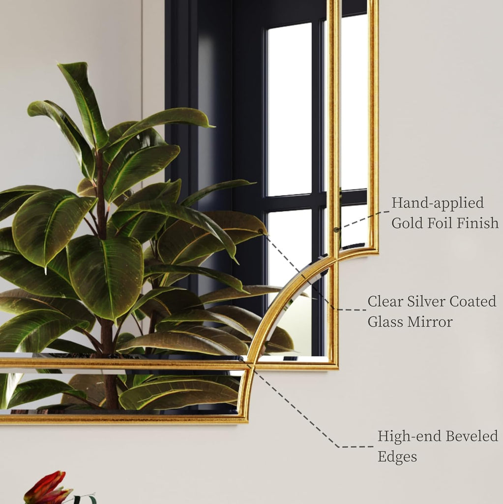 32"x48" Large Gold Mirror for Wall, Modern Decorative Mirror Rectangle Wall Vanity Mirror Bevelled Full Length Living