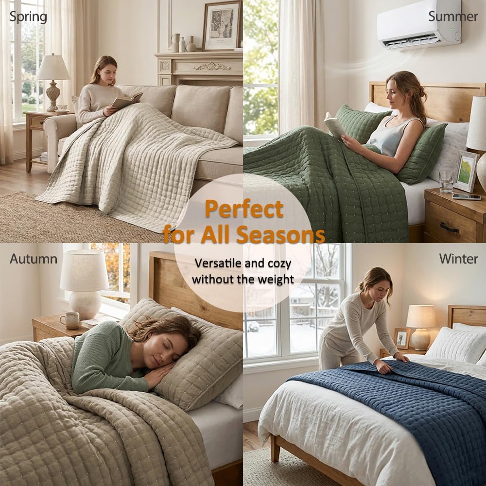 Beige Quilts Bedding Sets with 2 Pillow Shams, Neutral Lightweight Soft Bedspread Coverlet, Quilted Blanket