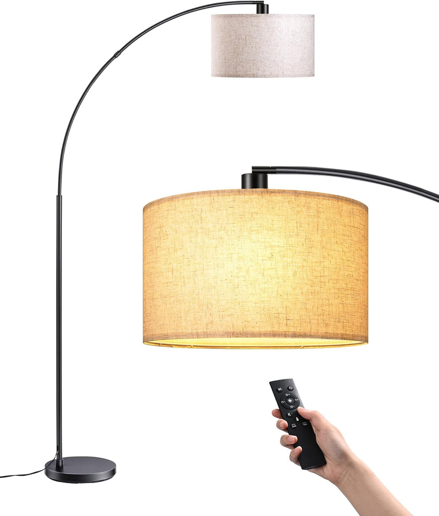 78.3″ Modern Arc Floor Lamp with Remote, Tall Black Standing Lamp with Stepless Dimmable Bulb & 5 Color Temperature