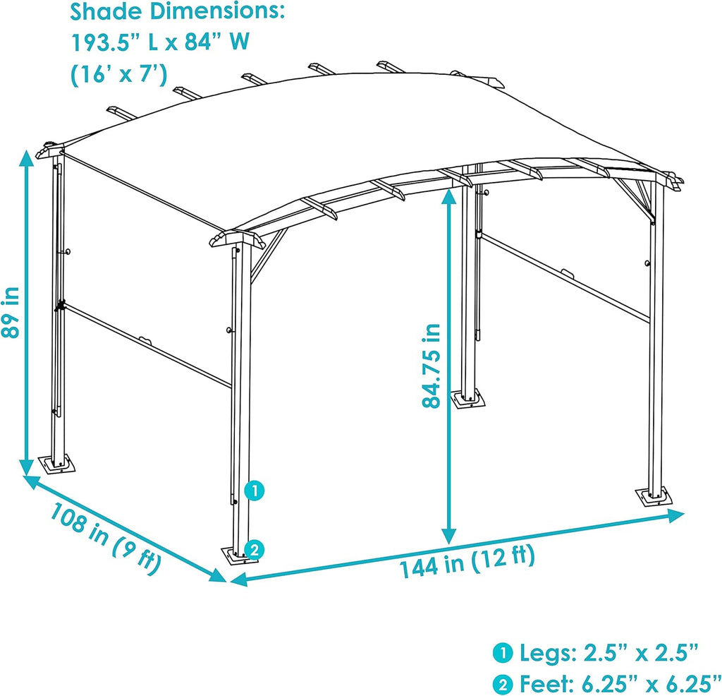 9' x 12' Outdoor Pergola with Retractable Canopy