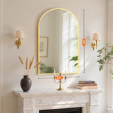 24"x36" Arched Gold Bathroom Mirror Wall Mounted Vanity Metal Frame Mirror