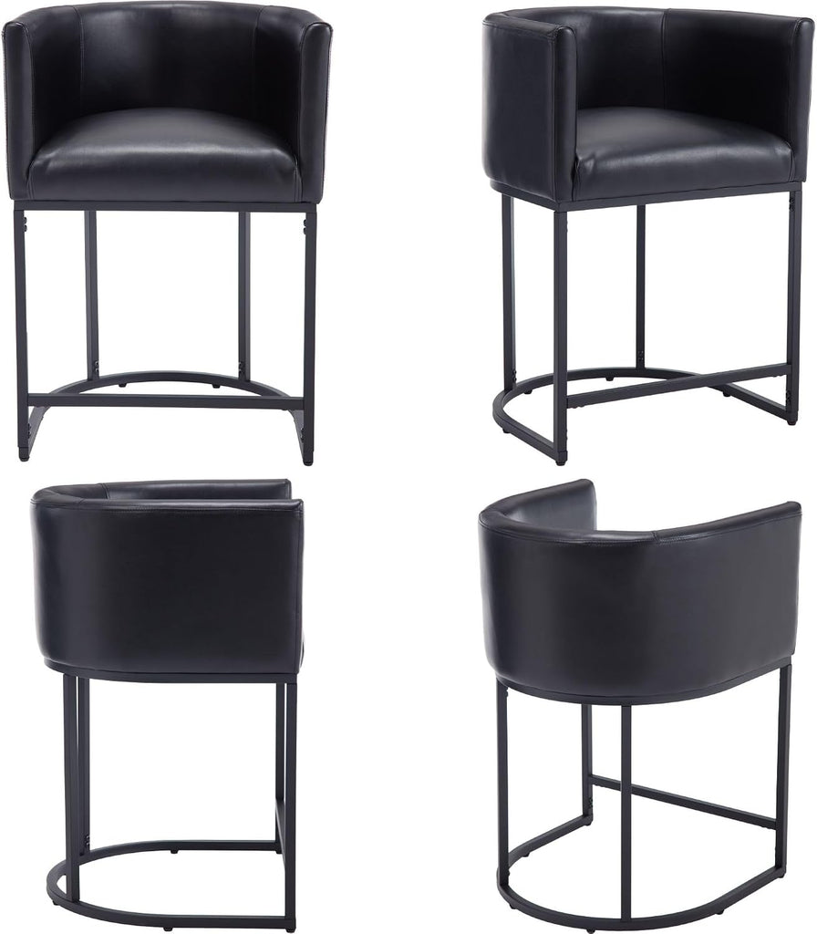 Modern Counter Height PU Leather Upholstered Bar Stools Set of 3, 24" Kitchen Counter Island Stools Bar Chairs