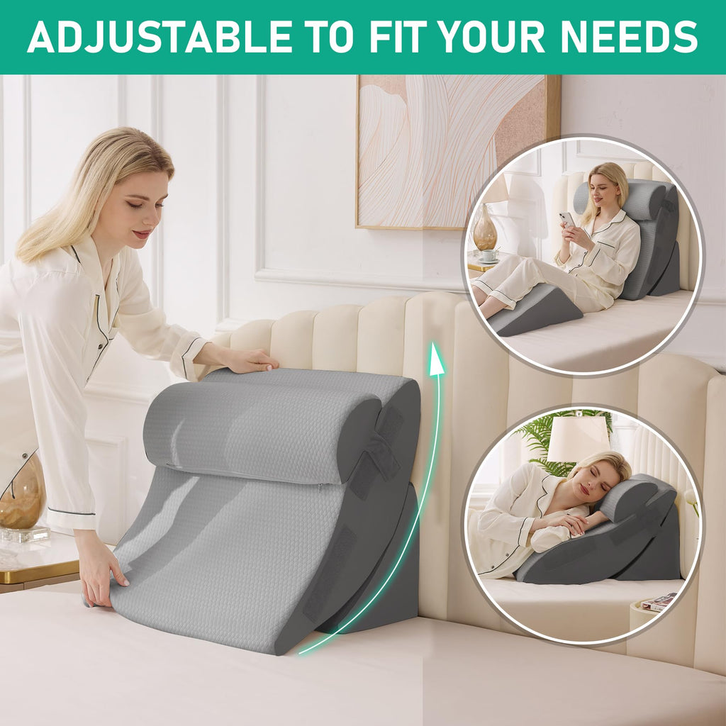 4PCS Wedge Pillow Set for After Surgery, Grey