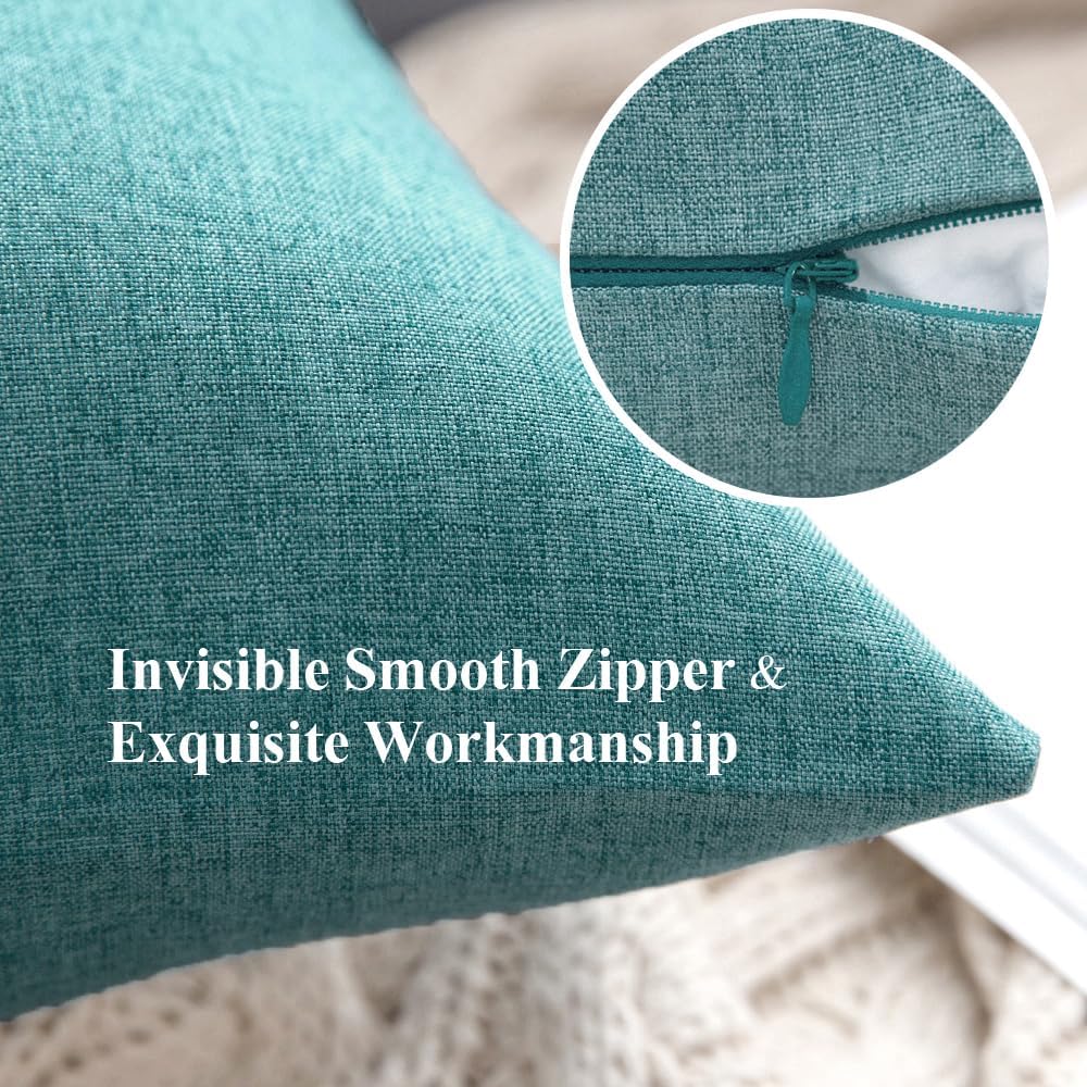 Pack of 2 Decorative Outdoor Solid Waterproof Throw Pillow Covers Faux Linen Garden Farmhouse Coastal Cushion Cases