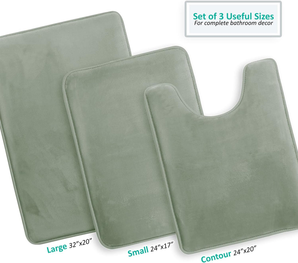 3 Piece Bathroom Rugs, Velvet Memory Foam Bath Mat Set, Non-Slip Bath Rugs, Machine Wash, Dries Quickly, Ultra Soft